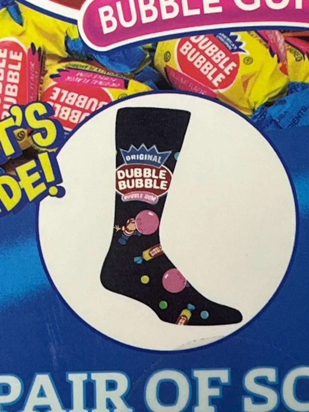 Dubble Bubble Bubble Gum Crew Socks Boxed Gift Novelty One Size NW